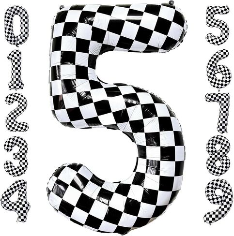 Checkered Number 3 Balloons 40 Inch Giant Race Car Checkered 3 Balloons for Racing Car Checkered 3th Birthday Party Supplies in Saudi Arabia
