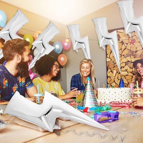 Deekin 10 Pcs Large Lightning Bolt 45 Inch Flash Balloons Foil Flash Birthday Party Supplies Lightning Bolt for Birthday Wedding Graduation Decorations(Black) in Kuwait