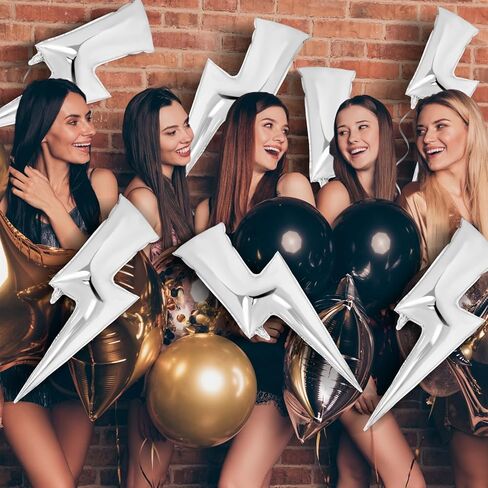 Deekin 10 Pcs Large Lightning Bolt 45 Inch Flash Balloons Foil Flash Birthday Party Supplies Lightning Bolt for Birthday Wedding Graduation Decorations(Black) in Kuwait