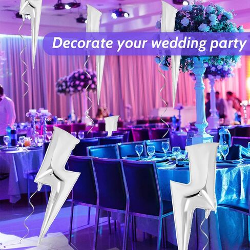 Deekin 10 Pcs Large Lightning Bolt 45 Inch Flash Balloons Foil Flash Birthday Party Supplies Lightning Bolt for Birthday Wedding Graduation Decorations(Black) in Kuwait