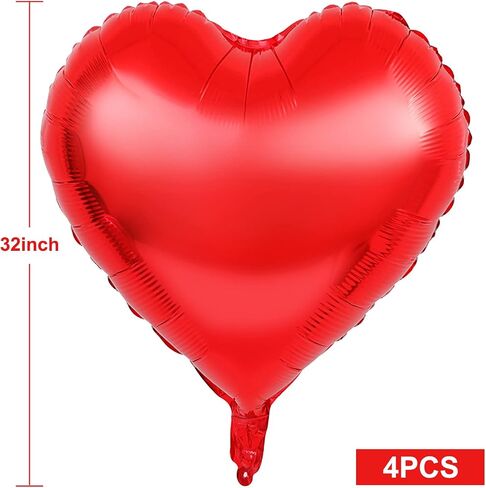 4 Pieces 32 Inches Large Heart Shaped Huge Metallic Red Foil Balloons Love Balloons for Valentine's Day Wedding Engagement Anniversary Party Favor Decorations (Rose Gold) in Saudi Arabia
