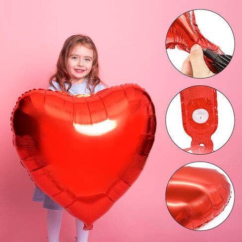 4 Pieces 32 Inches Large Heart Shaped Huge Metallic Red Foil Balloons Love Balloons for Valentine's Day Wedding Engagement Anniversary Party Favor Decorations (Rose Gold) in Saudi Arabia