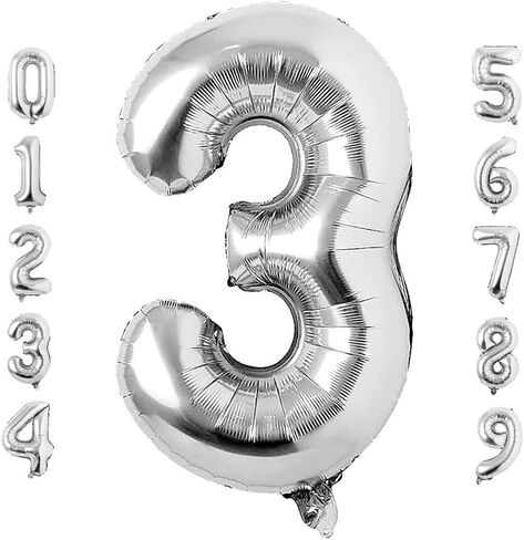40 Inch Large Silver Number 2 Balloon Extra Big Size Jumbo Digit Mylar Foil Helium Balloons for Birthday Party Celebration Decorations Graduations Wedding Anniversary Baby Shower Supplies Engagement in Kuwait