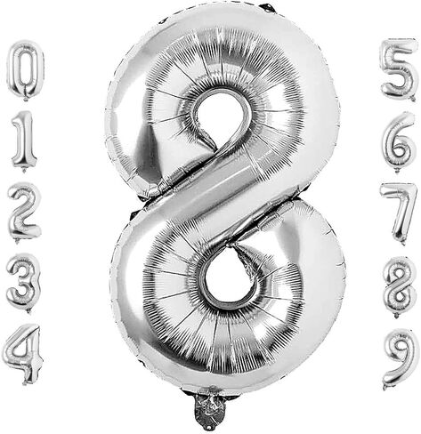 40 Inch Large Silver Number 2 Balloon Extra Big Size Jumbo Digit Mylar Foil Helium Balloons for Birthday Party Celebration Decorations Graduations Wedding Anniversary Baby Shower Supplies Engagement in Kuwait