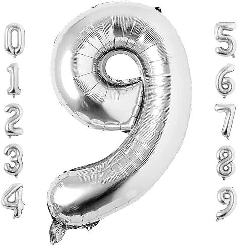 40 Inch Large Silver Number 2 Balloon Extra Big Size Jumbo Digit Mylar Foil Helium Balloons for Birthday Party Celebration Decorations Graduations Wedding Anniversary Baby Shower Supplies Engagement in Kuwait