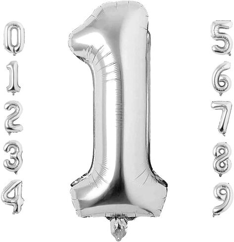 40 Inch Large Silver Number 2 Balloon Extra Big Size Jumbo Digit Mylar Foil Helium Balloons for Birthday Party Celebration Decorations Graduations Wedding Anniversary Baby Shower Supplies Engagement in Kuwait