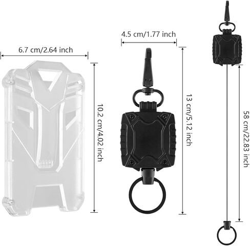 2 Pack Hard Plastic ID Badge Holder with Retractable Lanyard | Heavy Duty Retractable Keychain, Badge Holder Retractable Clip and Lanyards for ID Badges | Work ID Badge Reel with Flexible Wire in Kuwait