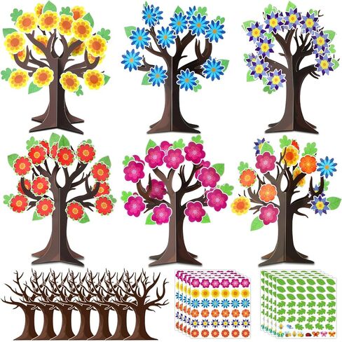 Qyeahkj 30 Pack Sunday School Tree DIY Craft Kit for Kids Flower 3D Art Project Paper Ornament Make Your Hanging Art Crafts Fun Activities Stickers Game for Classroom Home Preschool Party Favor Decor in Saudi Arabia