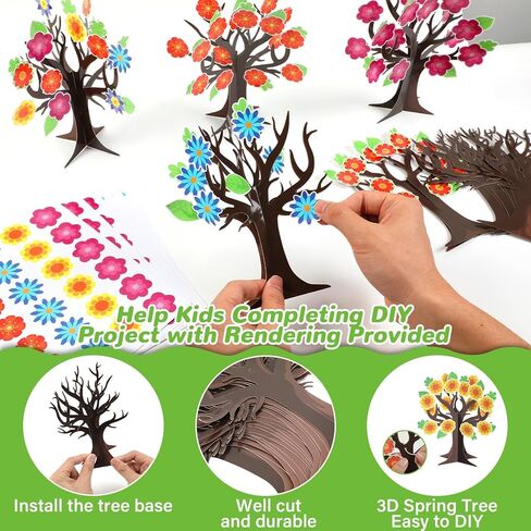Qyeahkj 30 Pack Sunday School Tree DIY Craft Kit for Kids Flower 3D Art Project Paper Ornament Make Your Hanging Art Crafts Fun Activities Stickers Game for Classroom Home Preschool Party Favor Decor in Saudi Arabia