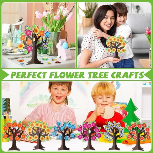 Qyeahkj 30 Pack Sunday School Tree DIY Craft Kit for Kids Flower 3D Art Project Paper Ornament Make Your Hanging Art Crafts Fun Activities Stickers Game for Classroom Home Preschool Party Favor Decor in Saudi Arabia