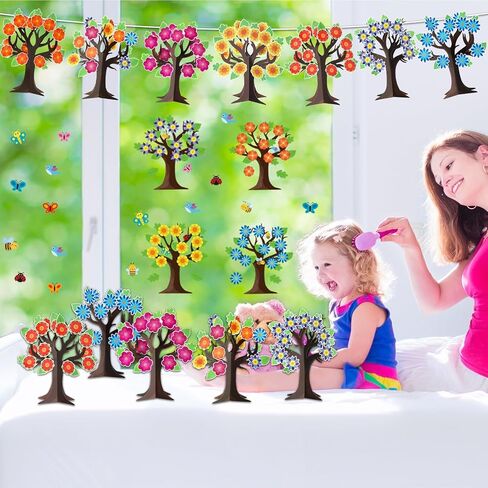 Qyeahkj 30 Pack Sunday School Tree DIY Craft Kit for Kids Flower 3D Art Project Paper Ornament Make Your Hanging Art Crafts Fun Activities Stickers Game for Classroom Home Preschool Party Favor Decor in Saudi Arabia