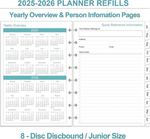 2025-2026 تعبئة مخطط-2-DISC Dissbound صفحة واحدة يوميًا يوميًا ＆ مخطط شهري ، يمتد من يوليو 2025 إلى يونيو 2026 ، مع إعطاء الأولوية ، قائمة المهام ، الملاحظات ، جدول المواعيد ، حجم المبتدئين ، 5.8 "× 8.3" in Kuwait