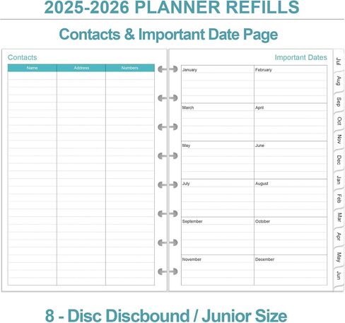 2025-2026 تعبئة مخطط-2-DISC Dissbound صفحة واحدة يوميًا يوميًا ＆ مخطط شهري ، يمتد من يوليو 2025 إلى يونيو 2026 ، مع إعطاء الأولوية ، قائمة المهام ، الملاحظات ، جدول المواعيد ، حجم المبتدئين ، 5.8 "× 8.3" in Kuwait