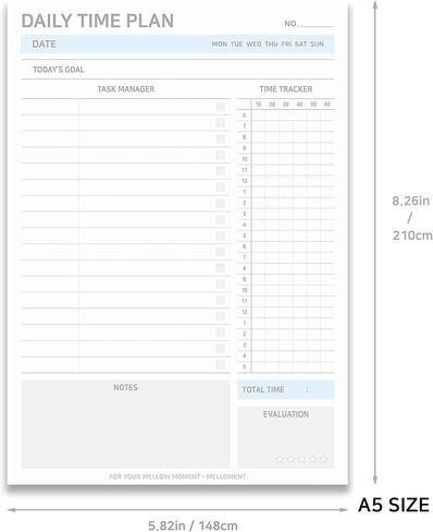 Daily Time Management Planner with A5 Size Tear-off 95 Sheets, Undated Daily Planner Pad, To Do List, Study Planner, Task Manager, Scheduler, Time Tracker (YELLOW) in Saudi Arabia