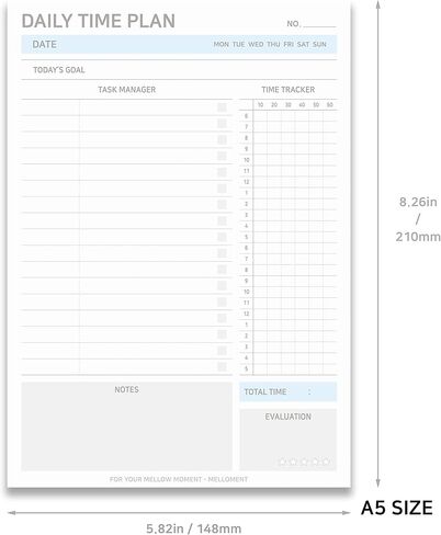 Daily Time Management Planner with A5 Size Tear-off 95 Sheets, Undated Daily Planner Pad, To Do List, Study Planner, Task Manager, Scheduler, Time Tracker (YELLOW) in Saudi Arabia