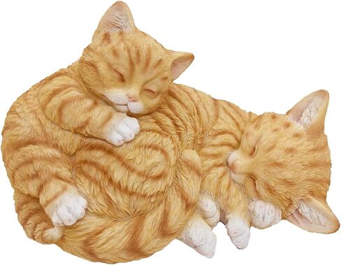 Sleeping Orange Tabbies Mother Cat Garden Statue Decor, Resin Realistic Cat Sculptures Gift for Cat Lovers, Pet Memorial Stones for Loss of Cat, Kitty Figurine Art Decoration for Indoor Outdoor Home in Saudi Arabia