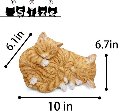 Sleeping Orange Tabbies Mother Cat Garden Statue Decor, Resin Realistic Cat Sculptures Gift for Cat Lovers, Pet Memorial Stones for Loss of Cat, Kitty Figurine Art Decoration for Indoor Outdoor Home in Saudi Arabia