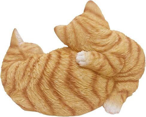 Sleeping Orange Tabbies Mother Cat Garden Statue Decor, Resin Realistic Cat Sculptures Gift for Cat Lovers, Pet Memorial Stones for Loss of Cat, Kitty Figurine Art Decoration for Indoor Outdoor Home in Saudi Arabia