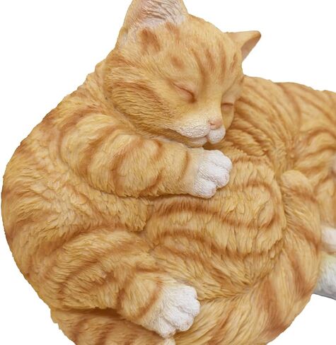 Sleeping Orange Tabbies Mother Cat Garden Statue Decor, Resin Realistic Cat Sculptures Gift for Cat Lovers, Pet Memorial Stones for Loss of Cat, Kitty Figurine Art Decoration for Indoor Outdoor Home in Saudi Arabia