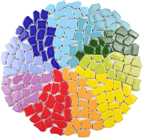 بلاط الفسيفساء ملون مختلط ، 1.1 رطل - البلاط السيراميك غير المنتظم ، مثالي لصياغة DIY ، الحمام ، المطبخ ، غرفة المعيشة ، حديقة ، ديكور في الهواء الطلق (غير منتظم كبير) in Kuwait
