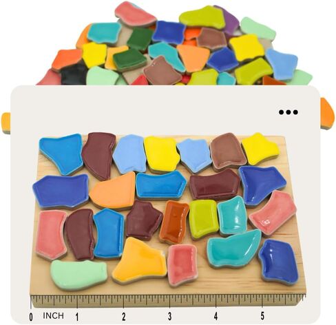 بلاط الفسيفساء ملون مختلط ، 1.1 رطل - البلاط السيراميك غير المنتظم ، مثالي لصياغة DIY ، الحمام ، المطبخ ، غرفة المعيشة ، حديقة ، ديكور في الهواء الطلق (غير منتظم كبير) in Kuwait