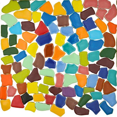 بلاط الفسيفساء ملون مختلط ، 1.1 رطل - البلاط السيراميك غير المنتظم ، مثالي لصياغة DIY ، الحمام ، المطبخ ، غرفة المعيشة ، حديقة ، ديكور في الهواء الطلق (غير منتظم كبير) in Kuwait