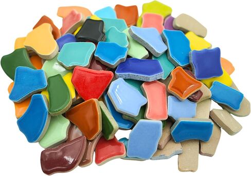 بلاط الفسيفساء ملون مختلط ، 1.1 رطل - البلاط السيراميك غير المنتظم ، مثالي لصياغة DIY ، الحمام ، المطبخ ، غرفة المعيشة ، حديقة ، ديكور في الهواء الطلق (غير منتظم كبير) in Kuwait