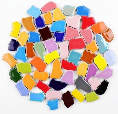 بلاط الفسيفساء ملون مختلط ، 1.1 رطل - البلاط السيراميك غير المنتظم ، مثالي لصياغة DIY ، الحمام ، المطبخ ، غرفة المعيشة ، حديقة ، ديكور في الهواء الطلق (غير منتظم كبير) in Kuwait