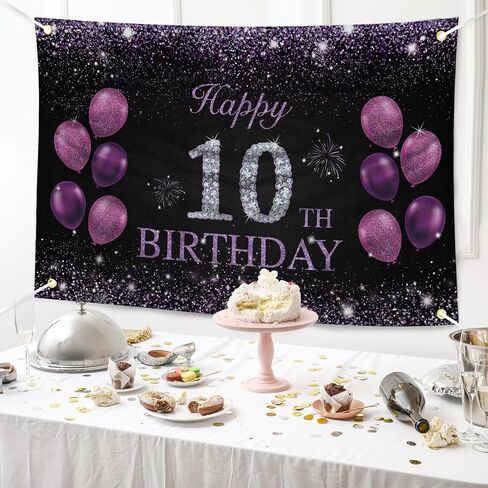 لافتة عيد ميلاد Joyky Happy التاسعة عشرة ، زخارف حفلة عيد ميلاد الأرجواني 19 in Saudi Arabia