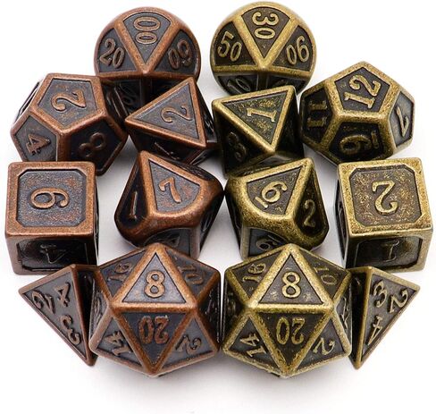 Haxtec Pirate Metal DND Dice Set D&D Dungeons and Dragons TTRPG Games (2 Pack-Antique Iron & Bronze) in Kuwait