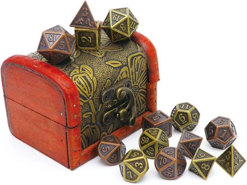 Haxtec Pirate Metal DND Dice Set D&D Dungeons and Dragons TTRPG Games (2 Pack-Antique Iron & Bronze) in Kuwait