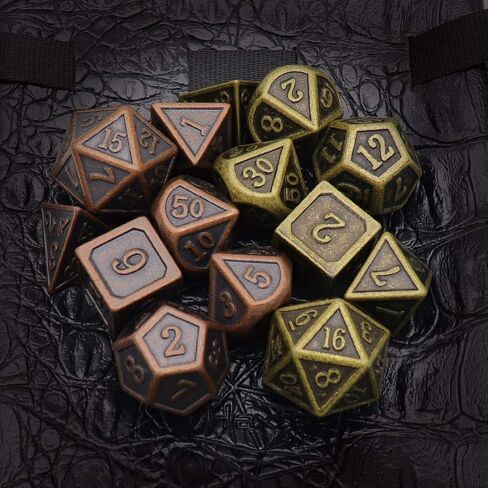 Haxtec Pirate Metal DND Dice Set D&D Dungeons and Dragons TTRPG Games (2 Pack-Antique Iron & Bronze) in Kuwait