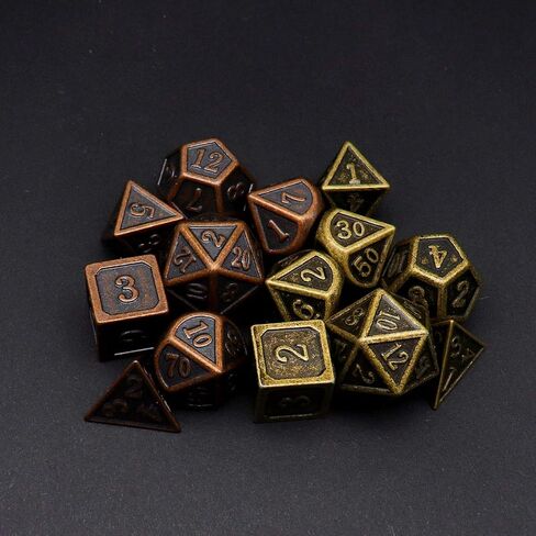 Haxtec Pirate Metal DND Dice Set D&D Dungeons and Dragons TTRPG Games (2 Pack-Antique Iron & Bronze) in Kuwait