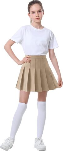 SANGTREE Women's High Waisted Pleated Skater Tennis School A-Line Skirt Uniform Skirts with Lining Shorts Black US 4XL in Saudi Arabia