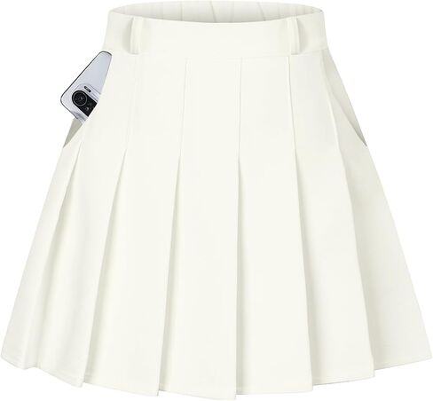 SANGTREE Women's High Waisted Pleated Skater Tennis School A-Line Skirt Uniform Skirts with Lining Shorts Black US 4XL in Saudi Arabia