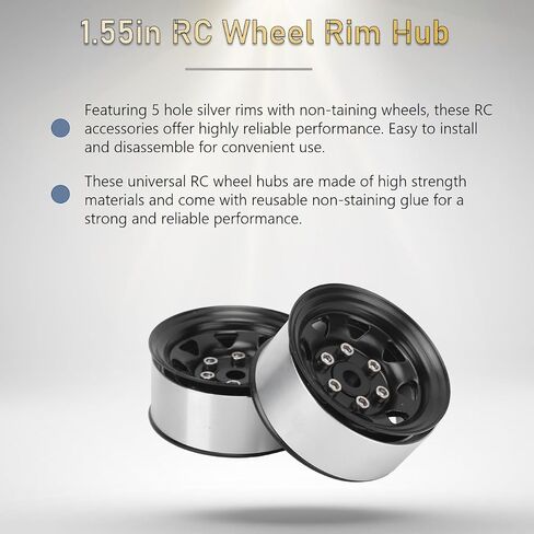 4 PCS 1.55 Universal RC Rim Rim Hub RC Wheel Hub RC Accessories RC RIM RIM HUB Universal RC Wheel Hubs for AX90069 Crawlers (White) in Kuwait