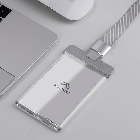 Phomo Aluminum ID Badge Holder/Wallet with Metal Clip and Badge Lanyard, Heavy Duty Vertical Transparent Hard Acrylic ID Card Holder. (Holds 1to 3 Cards) (Black, 1-pcs) in Saudi Arabia