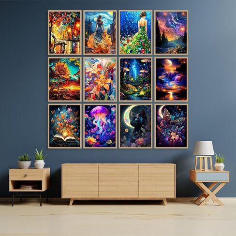 Elariontha 12 Pack Pack Diamond Painting Kits للبالغين ، ونساء Lady Diamond Paints Kits للمبتدئين ، و Flower Magic Book Kits ، و 5 D Night Moon Diamonds Bainking12x16inch (Style-3) in Saudi Arabia