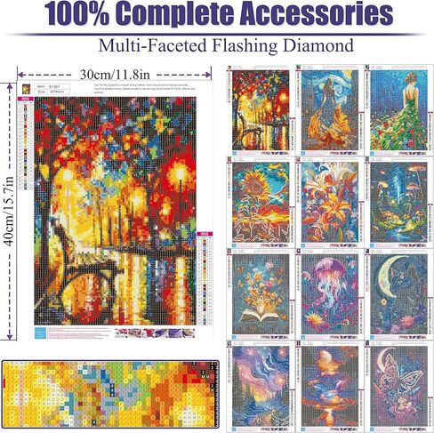 Elariontha 12 Pack Pack Diamond Painting Kits للبالغين ، ونساء Lady Diamond Paints Kits للمبتدئين ، و Flower Magic Book Kits ، و 5 D Night Moon Diamonds Bainking12x16inch (Style-3) in Saudi Arabia