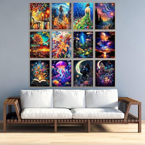 Elariontha 12 Pack Pack Diamond Painting Kits للبالغين ، ونساء Lady Diamond Paints Kits للمبتدئين ، و Flower Magic Book Kits ، و 5 D Night Moon Diamonds Bainking12x16inch (Style-3) in Saudi Arabia