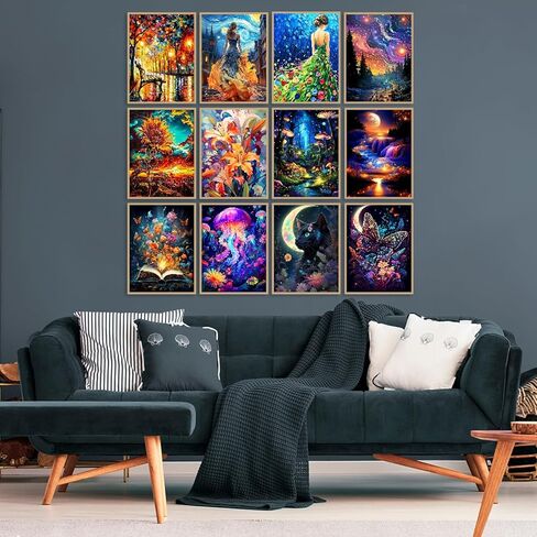 Elariontha 12 Pack Pack Diamond Painting Kits للبالغين ، ونساء Lady Diamond Paints Kits للمبتدئين ، و Flower Magic Book Kits ، و 5 D Night Moon Diamonds Bainking12x16inch (Style-3) in Saudi Arabia