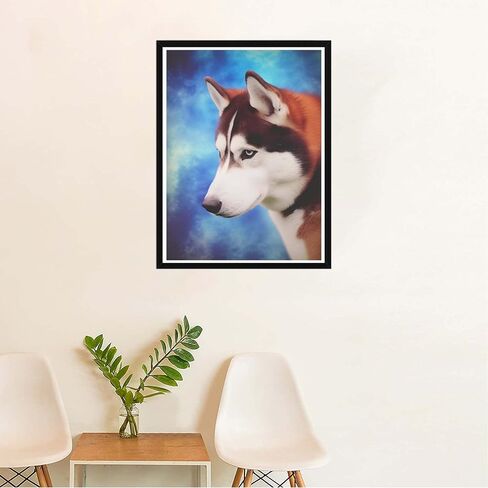 SKRYUIE 5D Diamond Painting Husky Dog Full of Love Full Drill by Number Kits, DIY Rhinestone Pasted Paint with Diamond Set Arts Craft Decorations (12x16inch) in Saudi Arabia