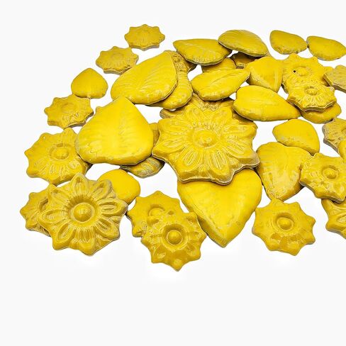 500g/1.1lb Ceramic Mosaic Tiles for Crafts,3 Size Flowers & Leaves Ceramic Mosaic Tiles Pieces for Home Decoration or DIY Crafts,Such as Mosaic Coasters, vases, Picture Frames, Cups (Ice Crack Green) in Kuwait