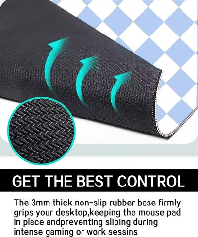 Mouse Pad, Non-Slip Rubber Base, Durable Desk Accessory for Office, Laptop, Gaming, and Home Decor, Cute Mouse Pad for Women, Teens(Blue Checkerboard) in Saudi Arabia