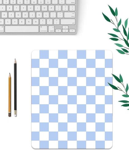 Mouse Pad, Non-Slip Rubber Base, Durable Desk Accessory for Office, Laptop, Gaming, and Home Decor, Cute Mouse Pad for Women, Teens(Blue Checkerboard) in Saudi Arabia