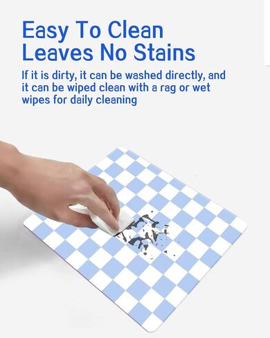 Mouse Pad, Non-Slip Rubber Base, Durable Desk Accessory for Office, Laptop, Gaming, and Home Decor, Cute Mouse Pad for Women, Teens(Blue Checkerboard) in Saudi Arabia