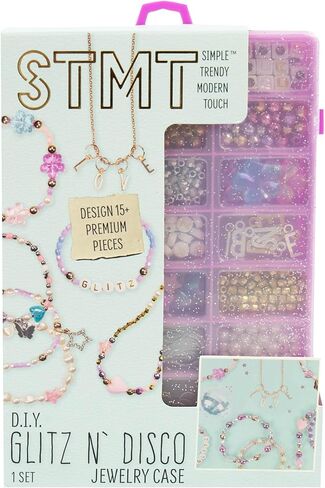 STMT D.I.Y. Glitz ‘N Disco Jewelry Case, Makes Over 15 Accessories, Includes Disco Beads for Bracelets, Charms & Storage, Bracelet Making Kit, Great Gifts for Girls, Jewelry Making Kit for Girls 8-12 in Saudi Arabia