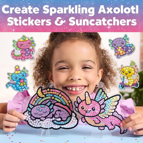 طقم الرسم الماسي الكبير للأطفال: ملصقات Axolotl ومجموعة Suncatcher - مجموعات الطلاء الماس للأطفال والفتيان والبنات Art & Craft Kit Age 6-8+، ألعاب Axolotl وهدايا عيد الميلاد للأطفال in Kuwait