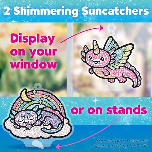 طقم الرسم الماسي الكبير للأطفال: ملصقات Axolotl ومجموعة Suncatcher - مجموعات الطلاء الماس للأطفال والفتيان والبنات Art & Craft Kit Age 6-8+، ألعاب Axolotl وهدايا عيد الميلاد للأطفال in Kuwait