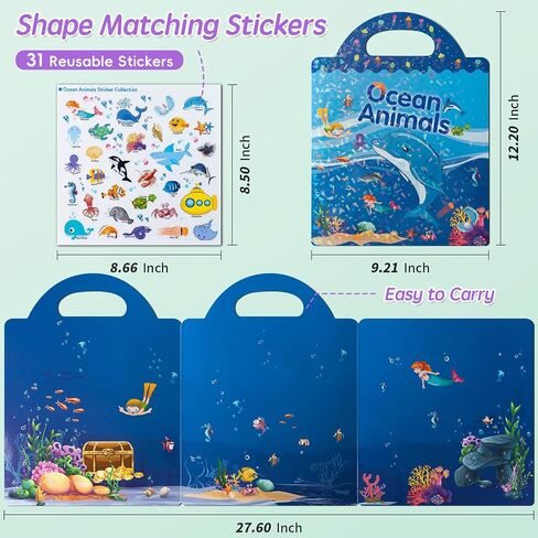 Reusable Sticker Book for Toddlers 2-4 Years, 3 Pack Toddler Sticker Books with 102 PCS Restickable Stickers, Travel Activity Craft Study Toys, Birthday Gift for Kids, Boys, Girls Aged 1-3, 3-5 in Saudi Arabia